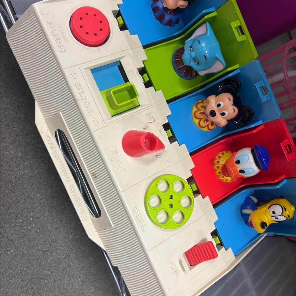 Vintage Mickey Mouse Toys. Interactive Pop-Up Animal Toy